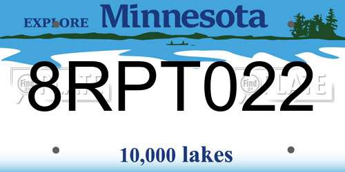 8RPT022 Minnesota License Plate