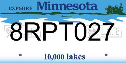 8RPT027 Minnesota License Plate