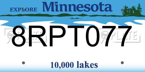 8RPT077 Minnesota License Plate