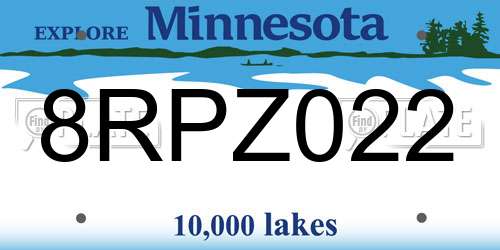8RPZ022 Minnesota License Plate