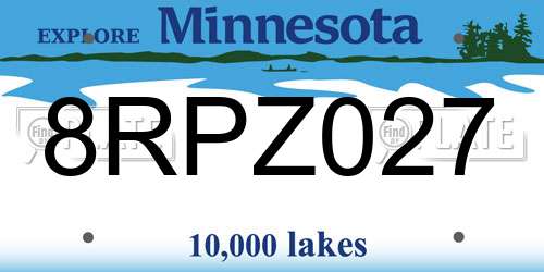 8RPZ027 Minnesota License Plate