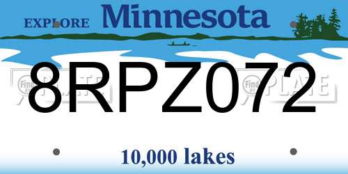 8RPZ072 Minnesota License Plate
