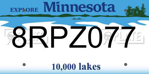 8RPZ077 Minnesota License Plate