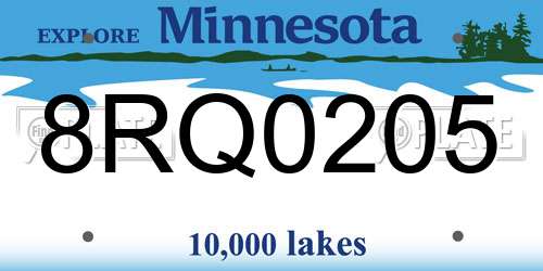 8RQ0205 Minnesota License Plate