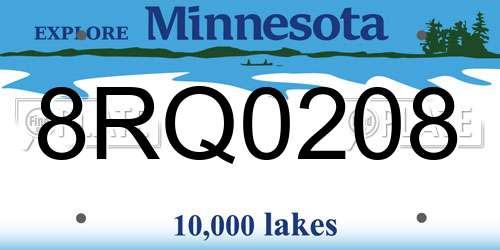 8RQ0208 Minnesota License Plate