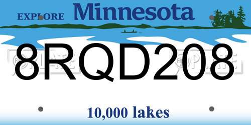 8RQD208 Minnesota License Plate