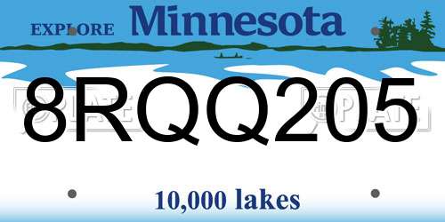 8RQQ205 Minnesota License Plate