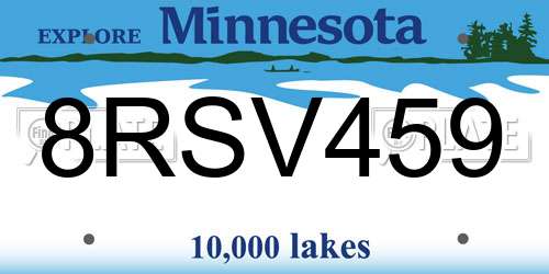 8RSV459 Minnesota License Plate