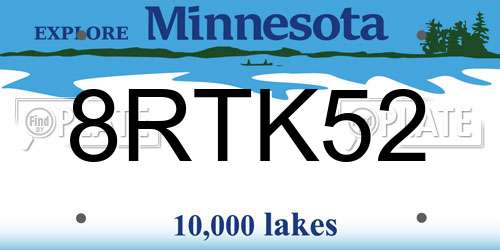 8RTK52 Minnesota License Plate