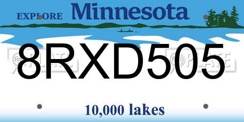 8RXD505 Minnesota License Plate