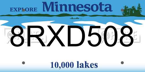 8RXD508 Minnesota License Plate
