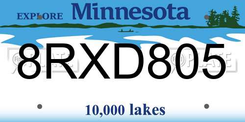 8RXD805 Minnesota License Plate