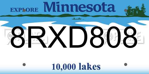 8RXD808 Minnesota License Plate