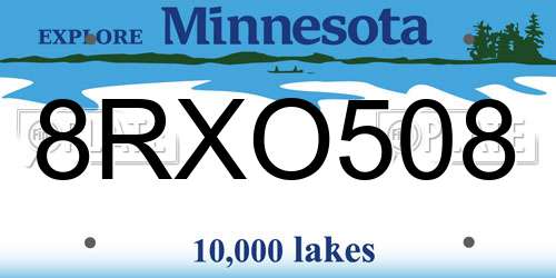 8RXO508 Minnesota License Plate