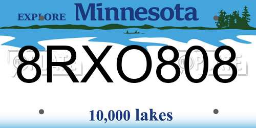 8RXO808 Minnesota License Plate