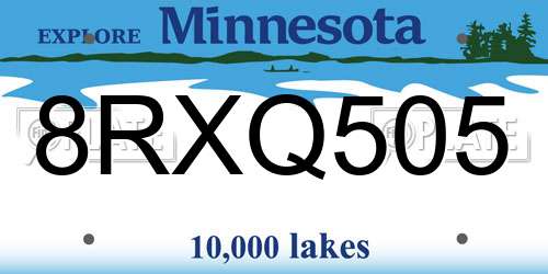 8RXQ505 Minnesota License Plate