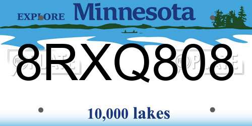 8RXQ808 Minnesota License Plate