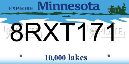 8RXT171 Minnesota License Plate