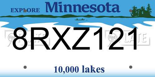 8RXZ121 Minnesota License Plate