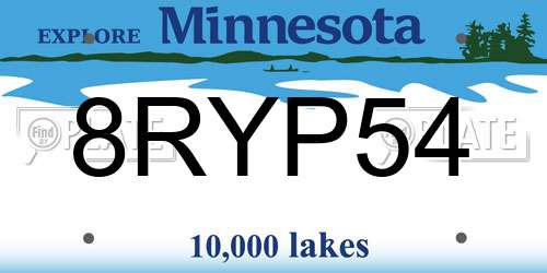 8RYP54 Minnesota License Plate