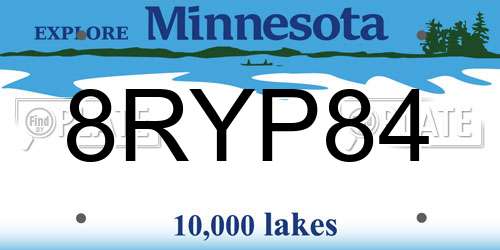 8RYP84 Minnesota License Plate