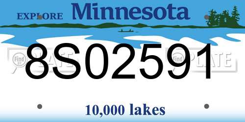 8S02591 Minnesota License Plate