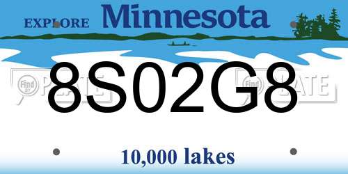 8S02G8 Minnesota License Plate