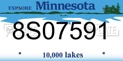 8S07591 Minnesota License Plate