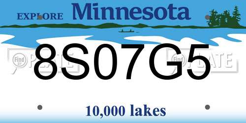 8S07G5 Minnesota License Plate