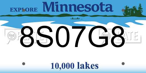 8S07G8 Minnesota License Plate