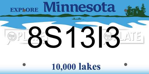 8S13I3 Minnesota License Plate