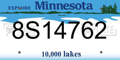 8S14762 Minnesota License Plate