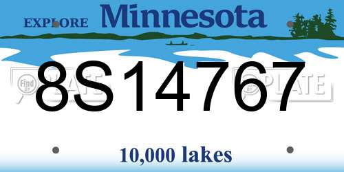 8S14767 Minnesota License Plate