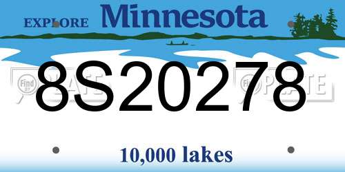 8S20278 Minnesota License Plate