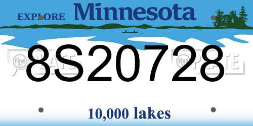 8S20728 Minnesota License Plate