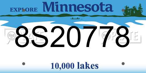 8S20778 Minnesota License Plate