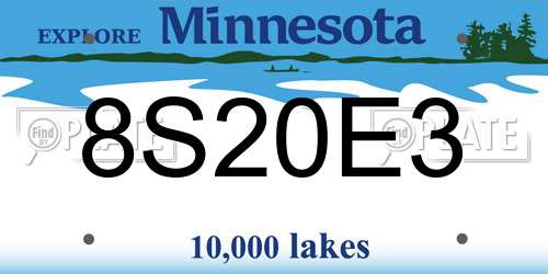 8S20E3 Minnesota License Plate