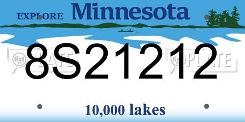 8S21212 Minnesota License Plate