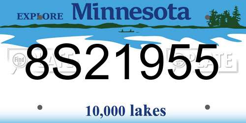 8S21955 Minnesota License Plate