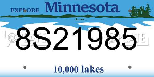 8S21985 Minnesota License Plate