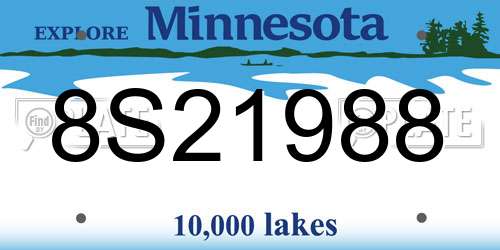 8S21988 Minnesota License Plate