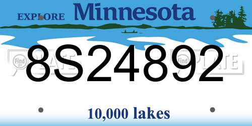 8S24892 Minnesota License Plate