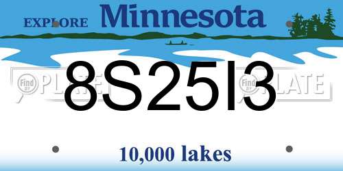 8S25I3 Minnesota License Plate