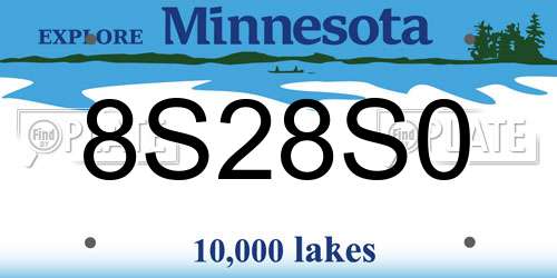 8S28S0 Minnesota License Plate