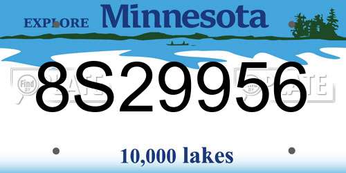 8S29956 Minnesota License Plate