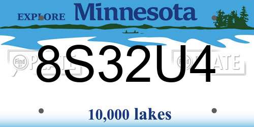 8S32U4 Minnesota License Plate