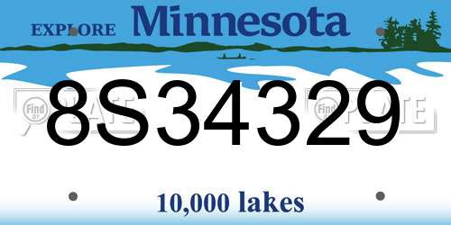 8S34329 Minnesota License Plate