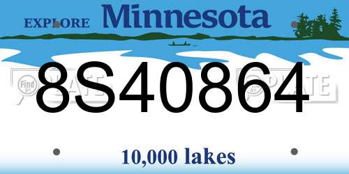 8S40864 Minnesota License Plate