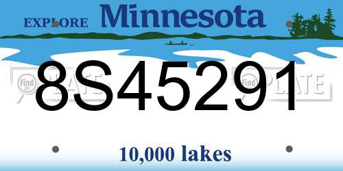 8S45291 Minnesota License Plate