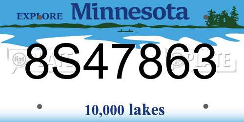 8S47863 Minnesota License Plate